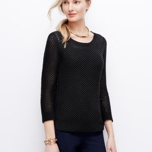 ANN TAYLOR Black Open Knit Pullover M/L Resort Lightweight Sweater Spring/Summer